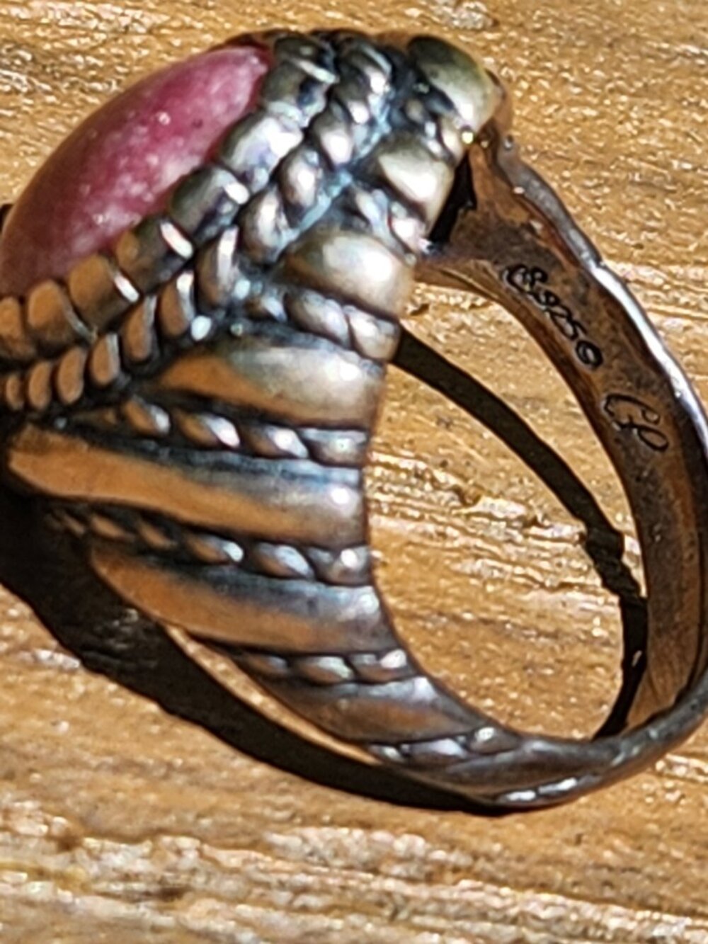 Carolyn Pollack Sterling Silver PINK RHODOCHROSITE STONE RING, size 8 - Picture 8 of 14